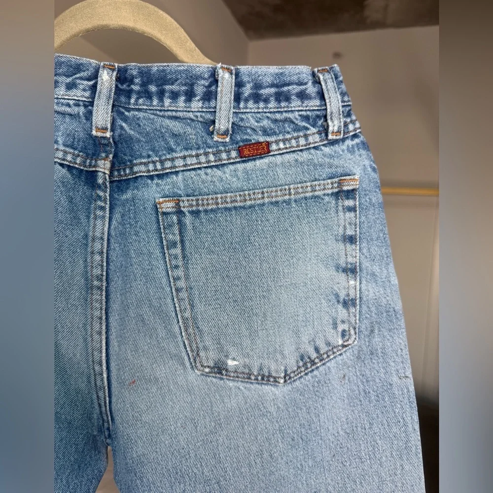 Vtg RUSTLER Thrashed Straight Jeans Mens 33x30 100% Cotton Distressed 90s Denim - Picture 3 of 11